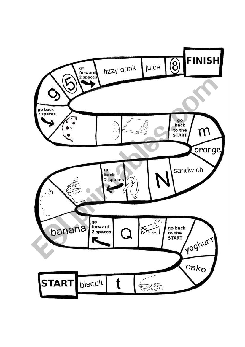 Food Board game worksheet