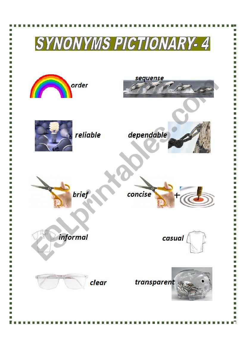 SYNONYMS PICTIONARY 4 worksheet