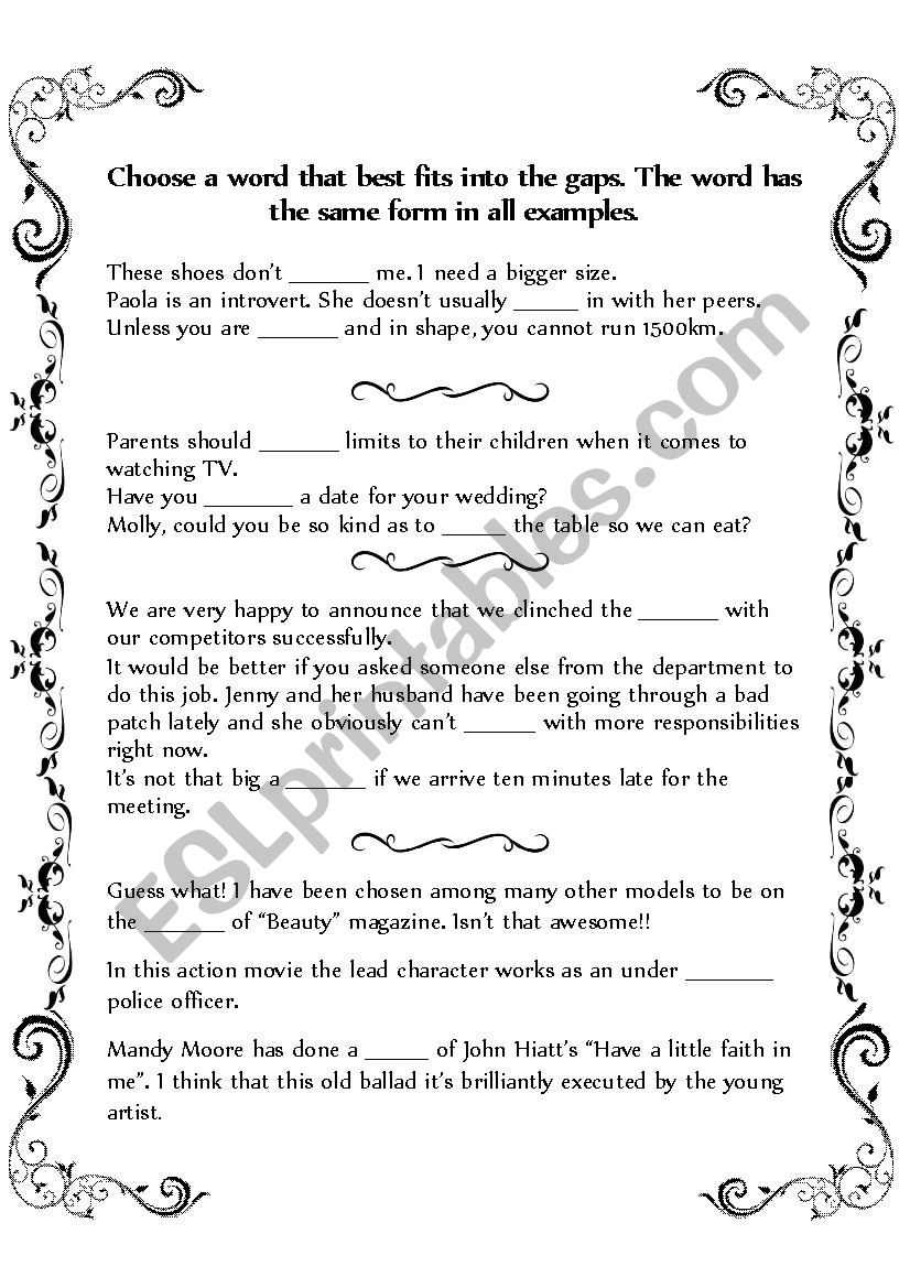 Choose a word (part 1) worksheet