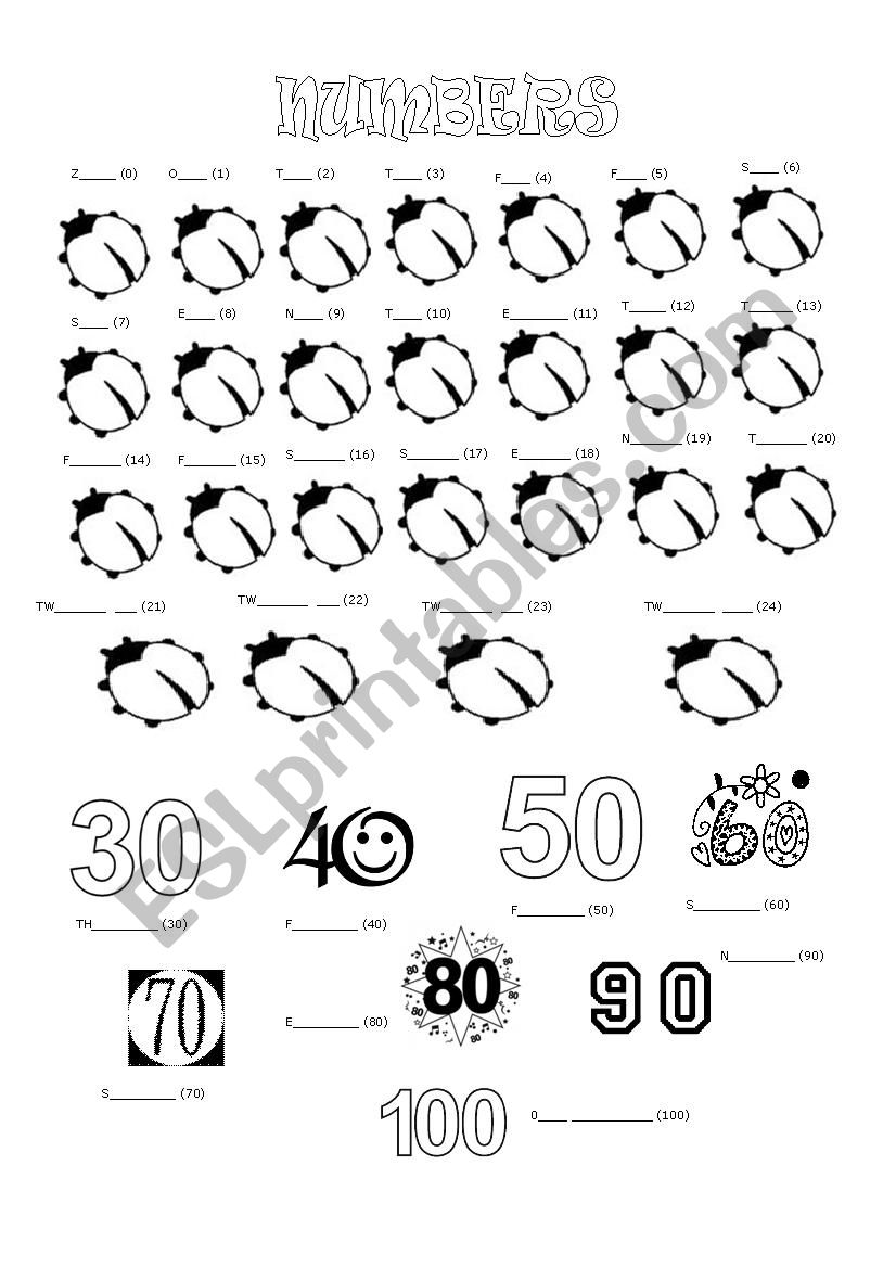 NUMBERS worksheet