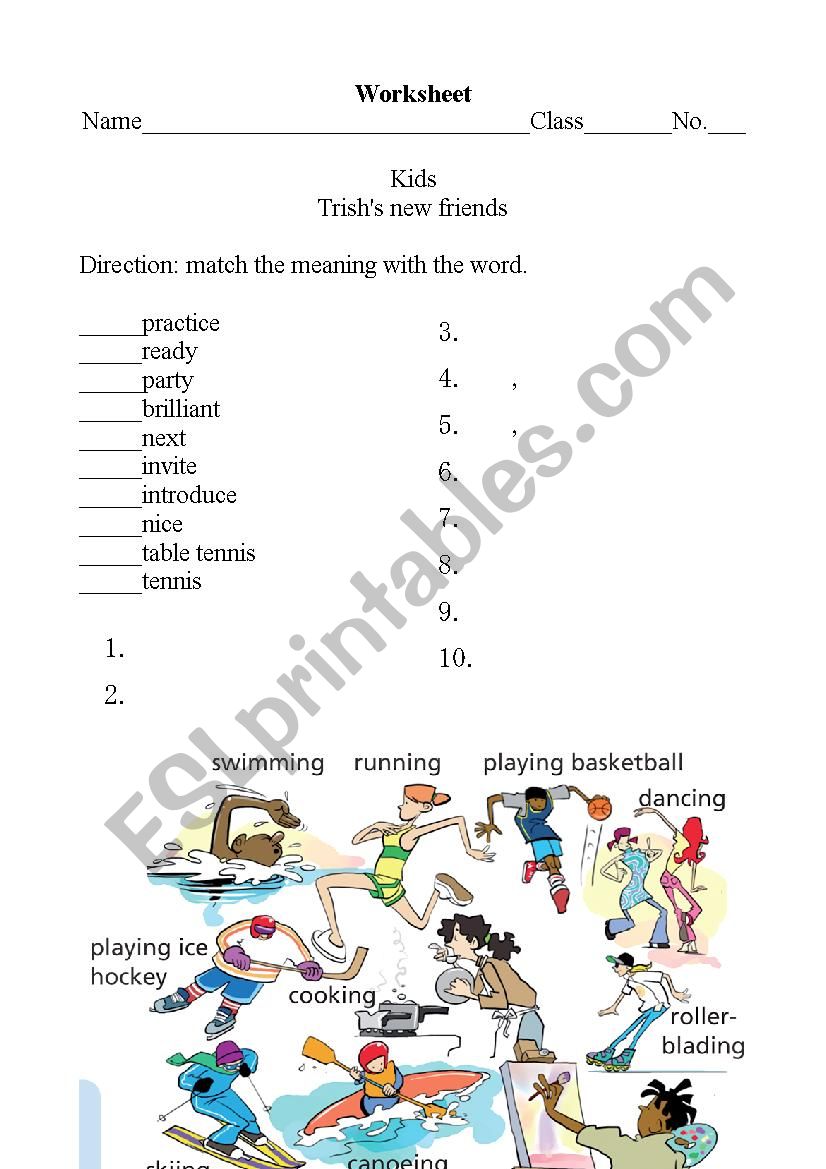 activity worksheet