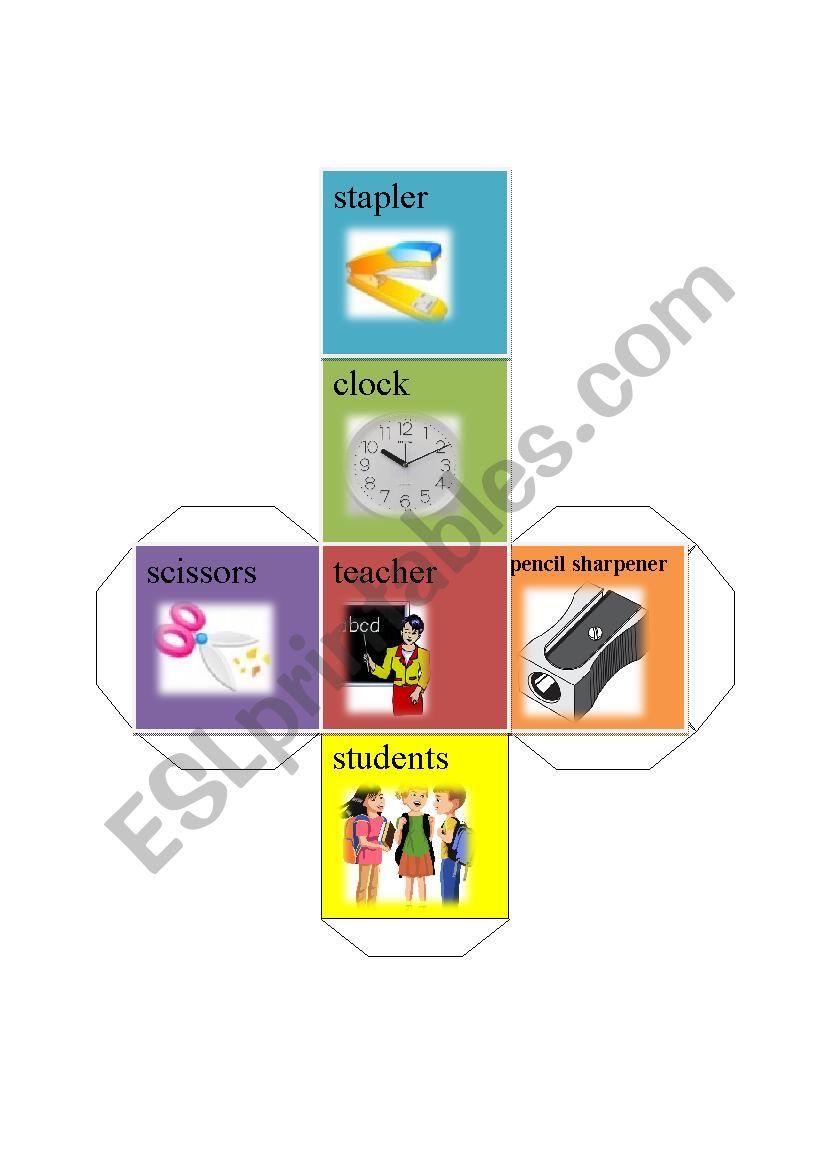 classroom stationary dice-stapler clock teacher students pencil sharpener scissors