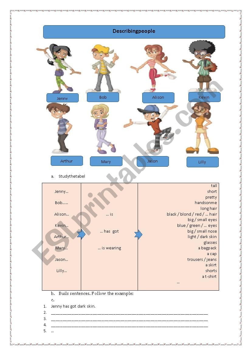 describing people worksheet