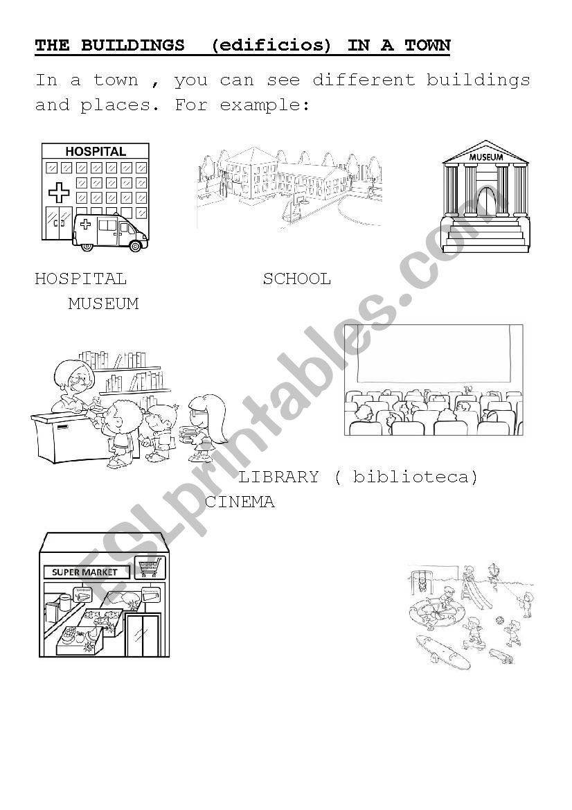 BUILDINGS IN A TOWN worksheet