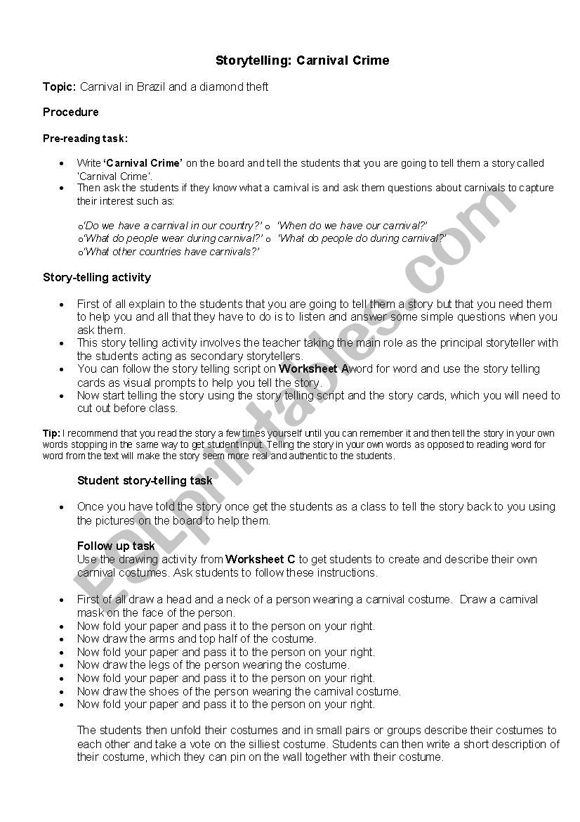 Carnival Storytelling worksheet