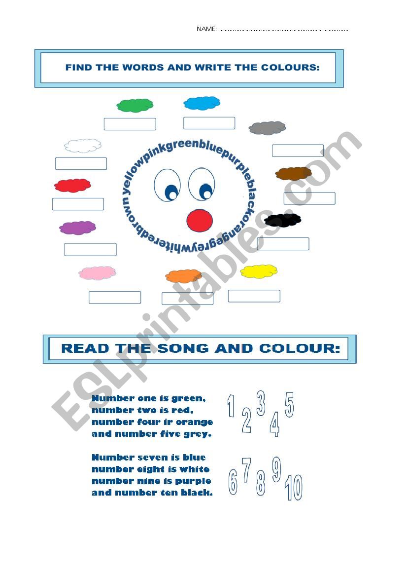 Colours worksheet