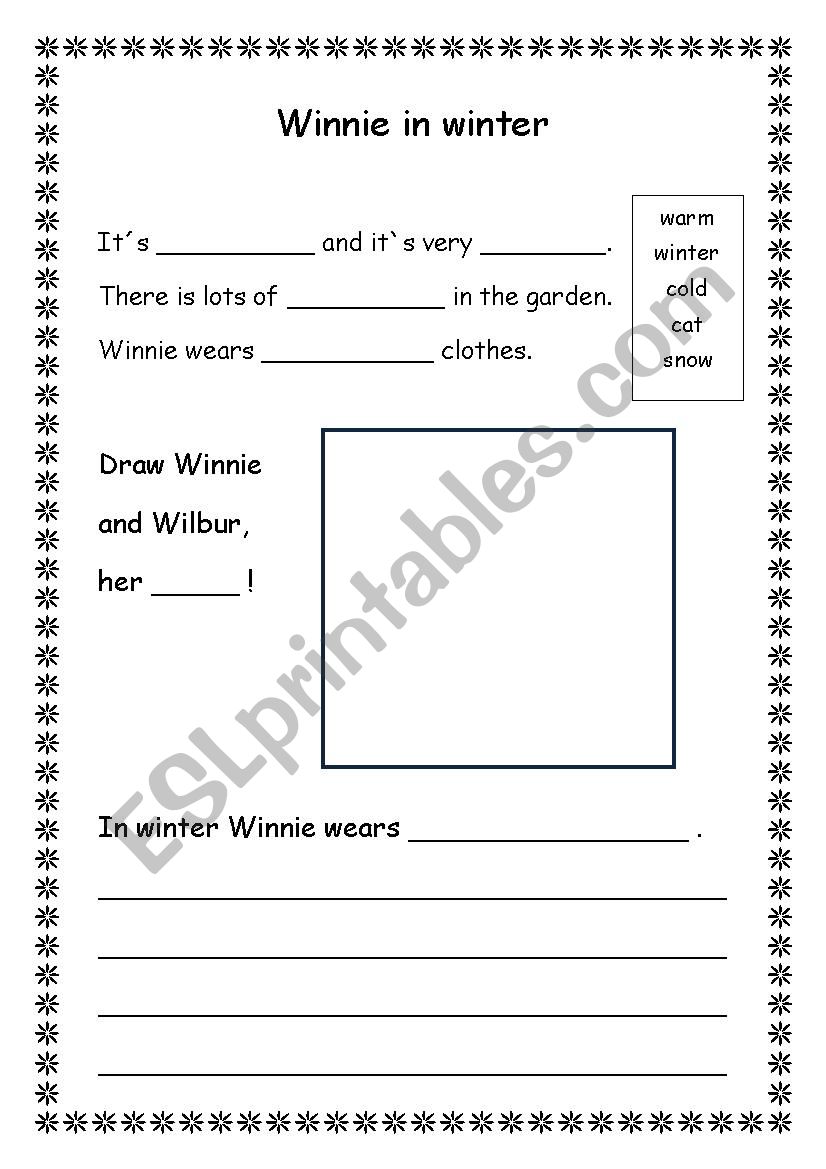 Winnie in winter clothes worksheet