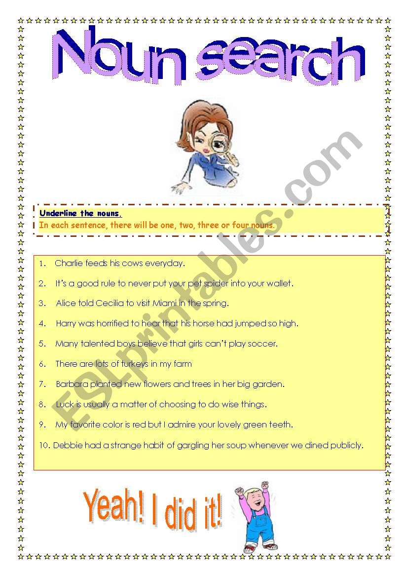 Looking for nouns! worksheet