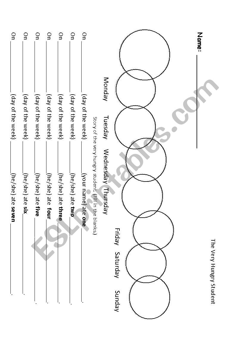 The Hungry Caterpillar worksheet