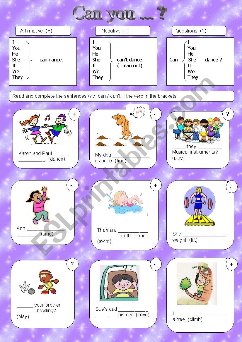Can you ... ? worksheet