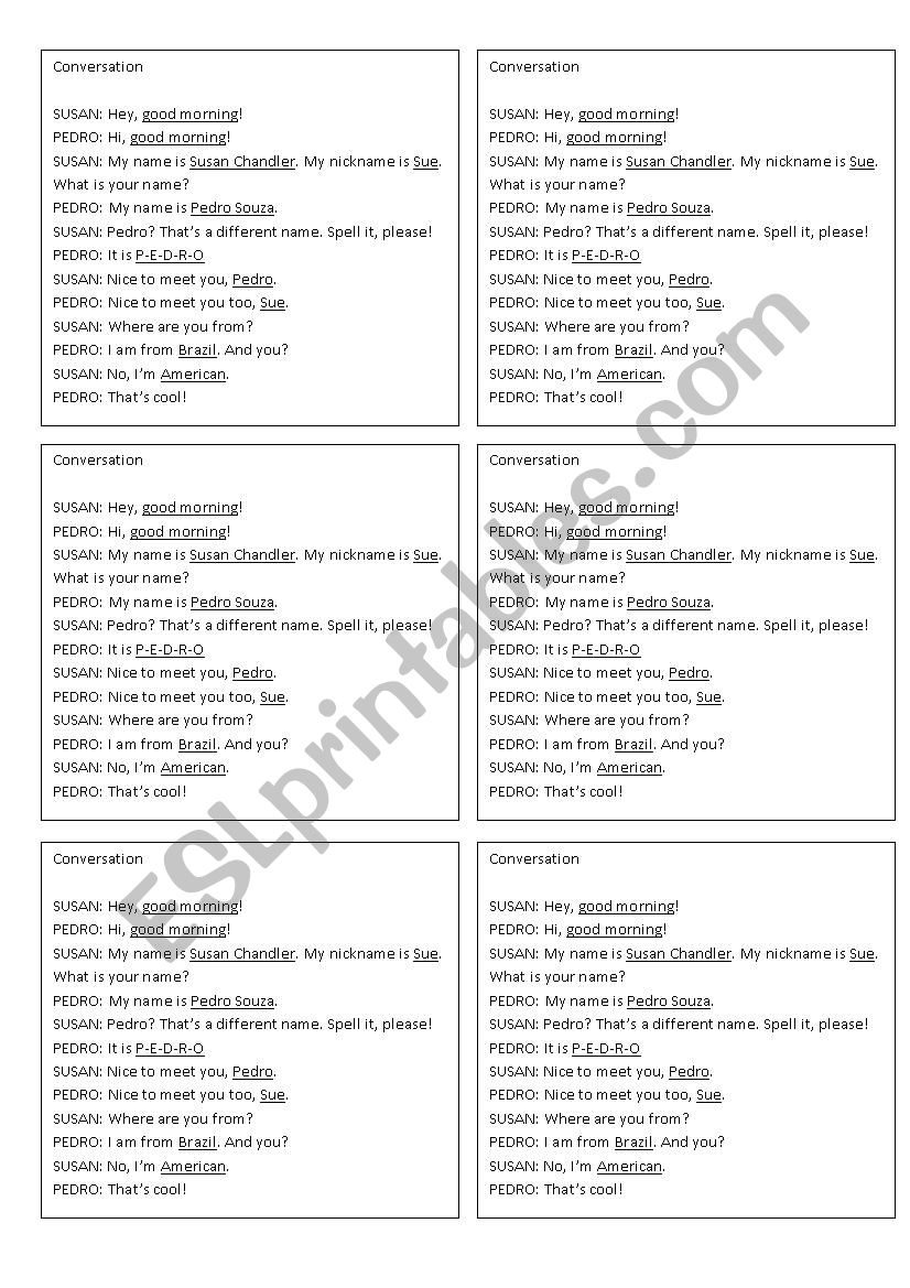 Basic Conversation worksheet