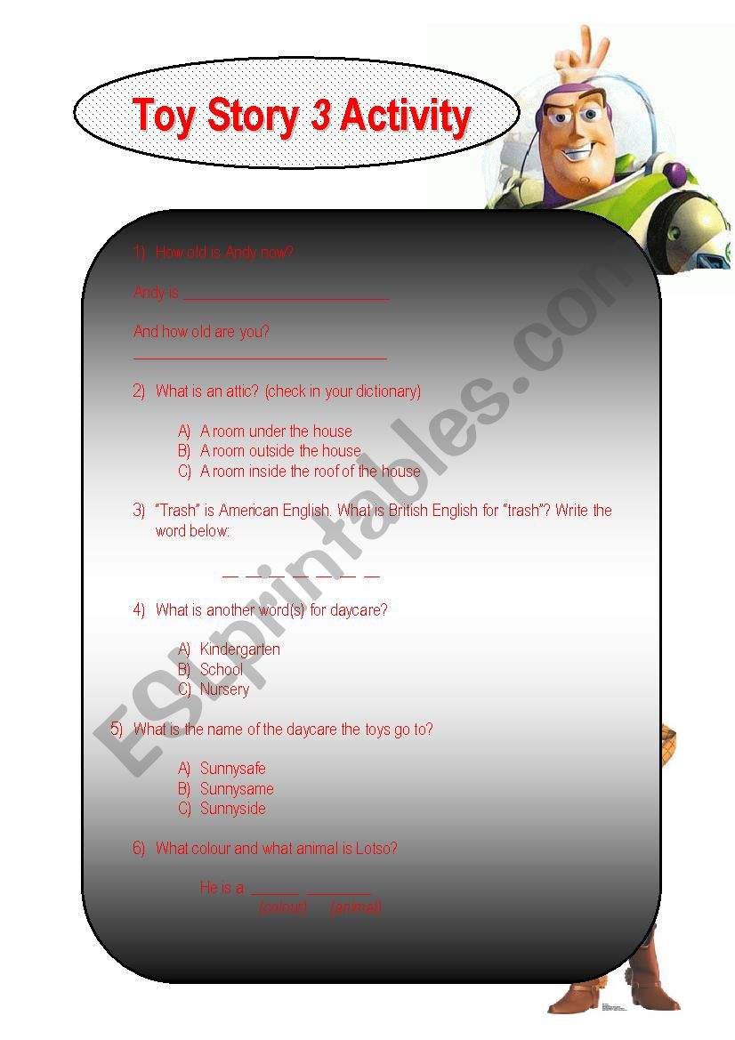 Complete Toy Story 3 Movie Activity