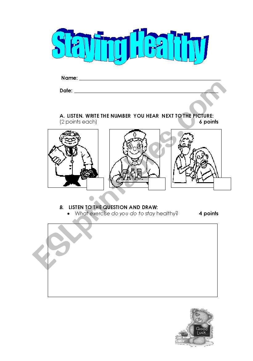 Staying Healthy worksheet