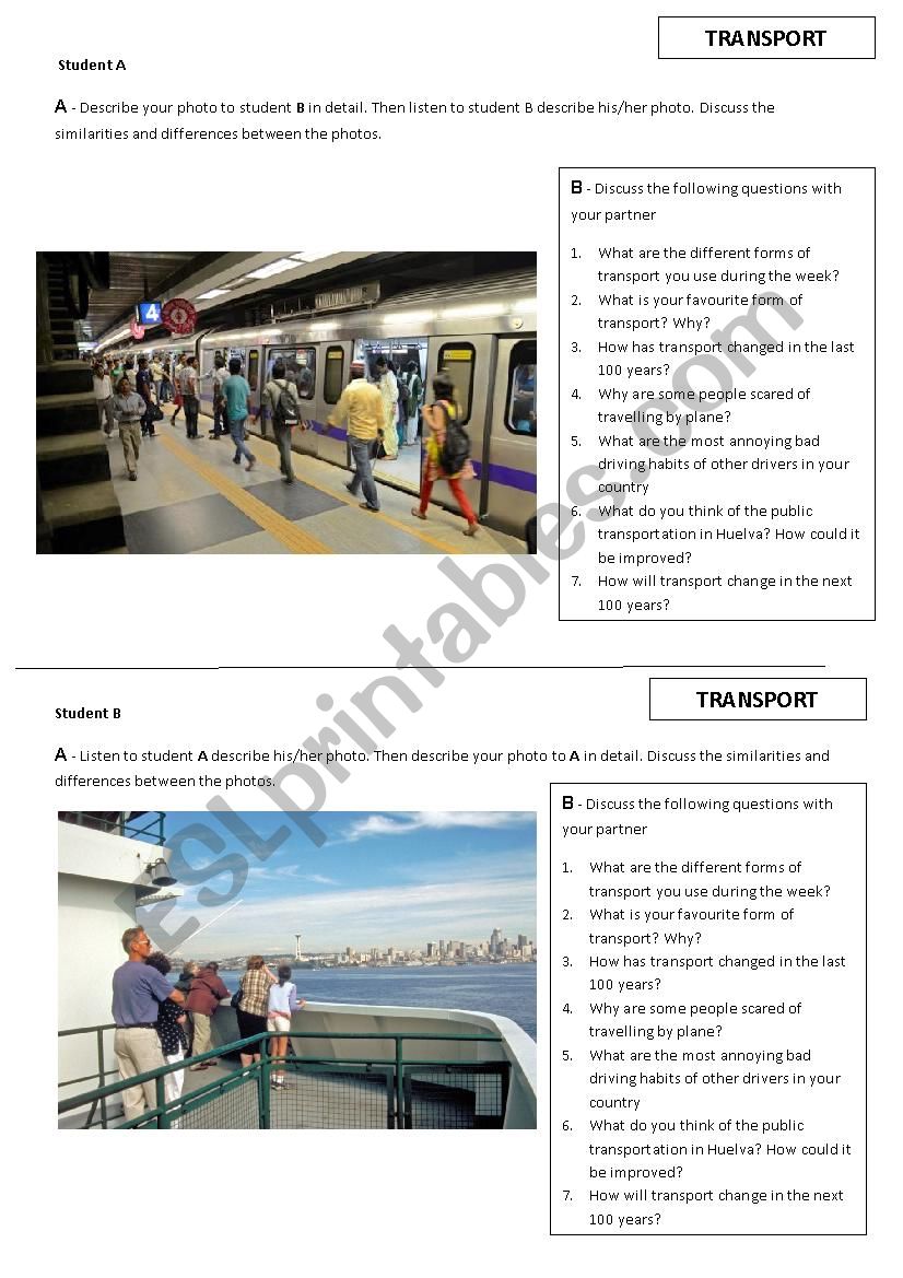 Transport photo comparison and conversation questions