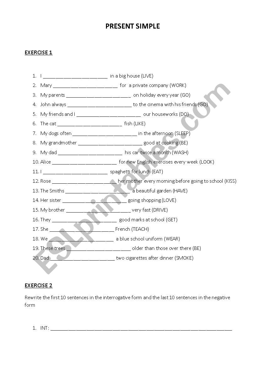 Present Simple worksheet