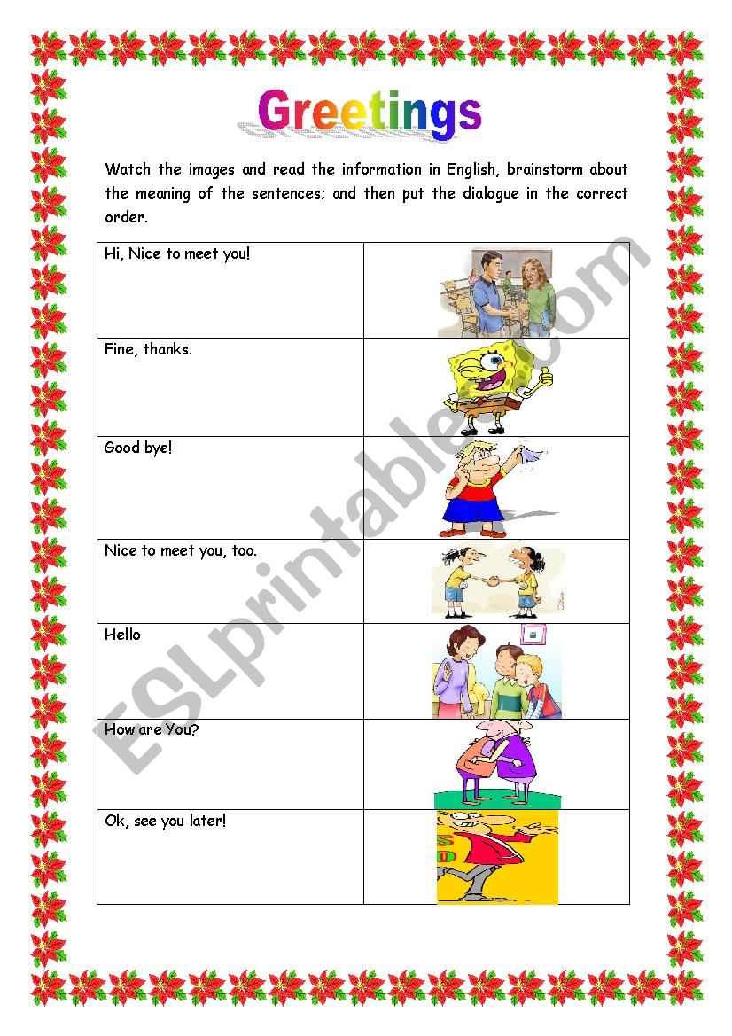 GREETINGS worksheet