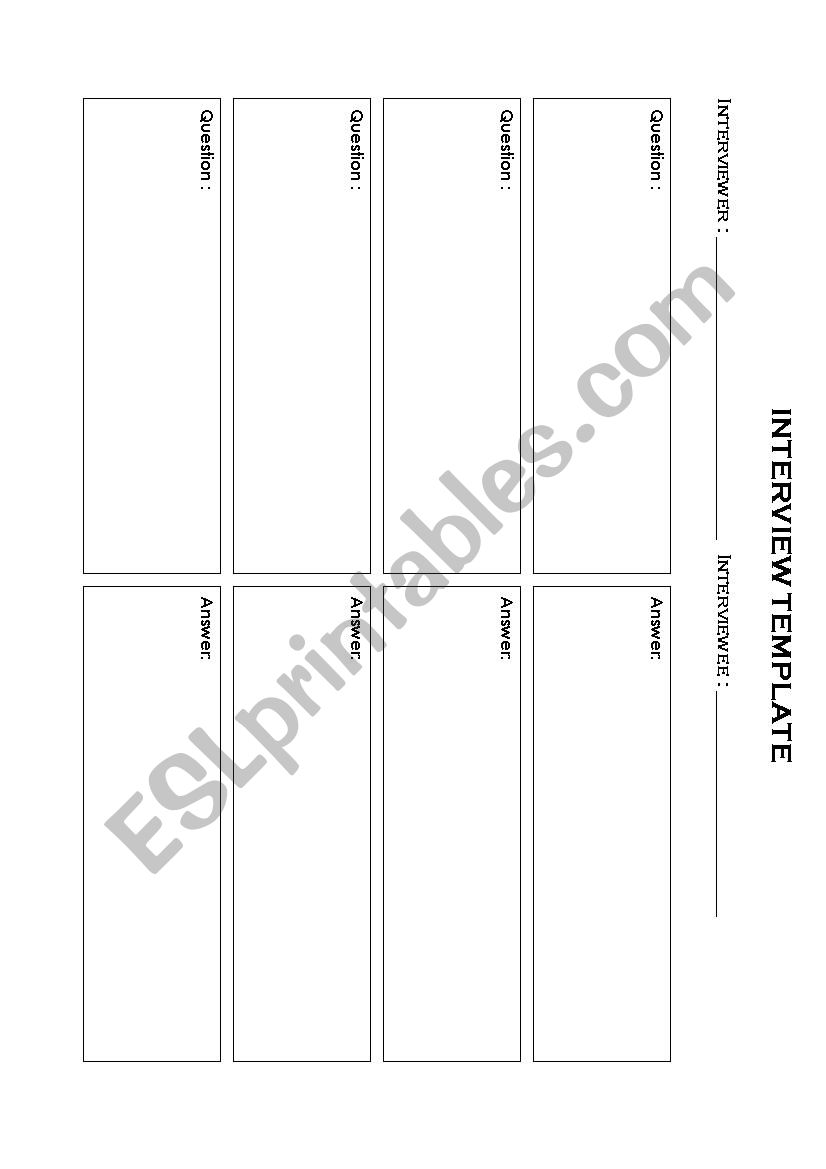 Interview template worksheet