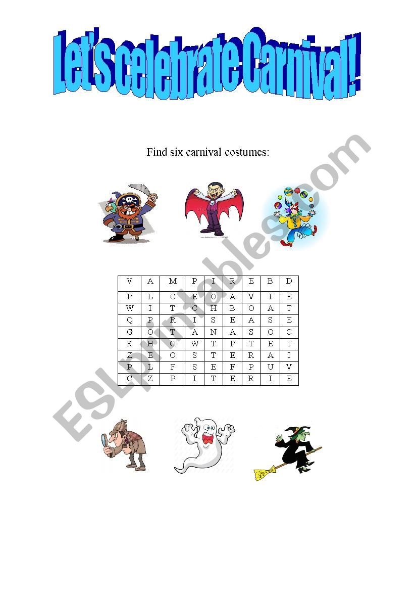 Lets celebrate Carnival! worksheet