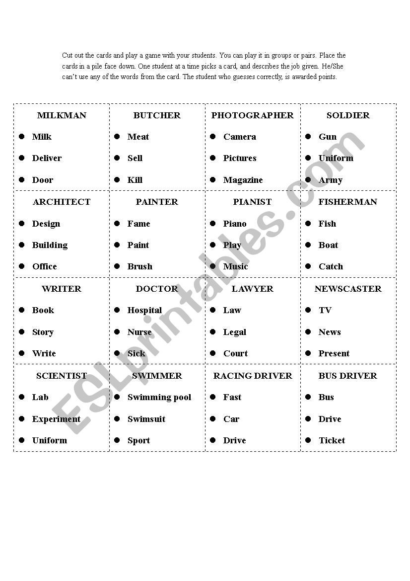 taboo game worksheet