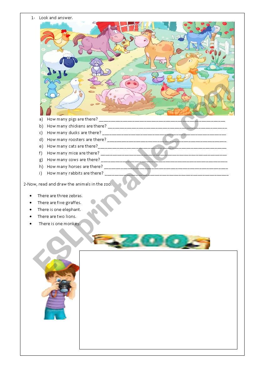 How many animals? worksheet