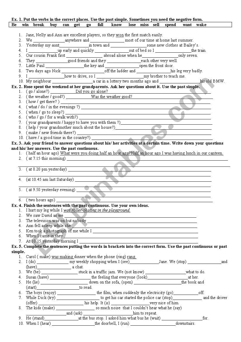 past simple worksheet