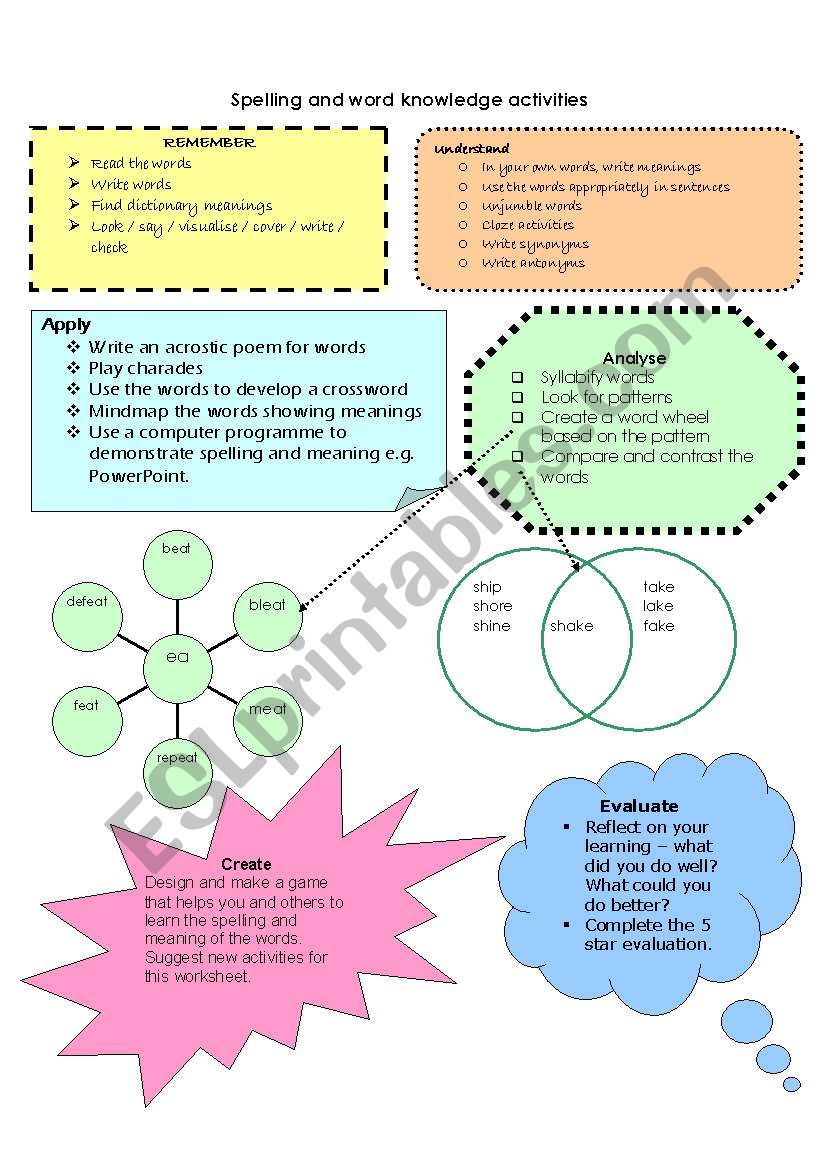 Bloom Spelling worksheet