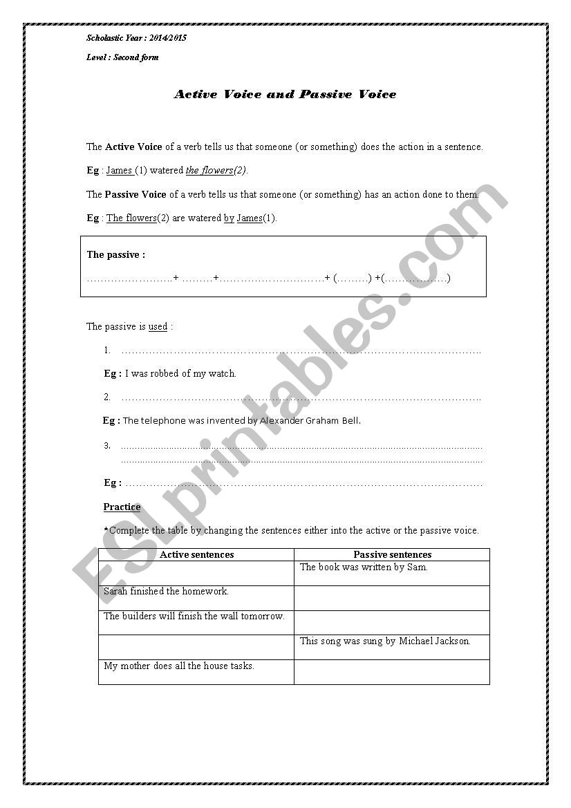The passive voice worksheet