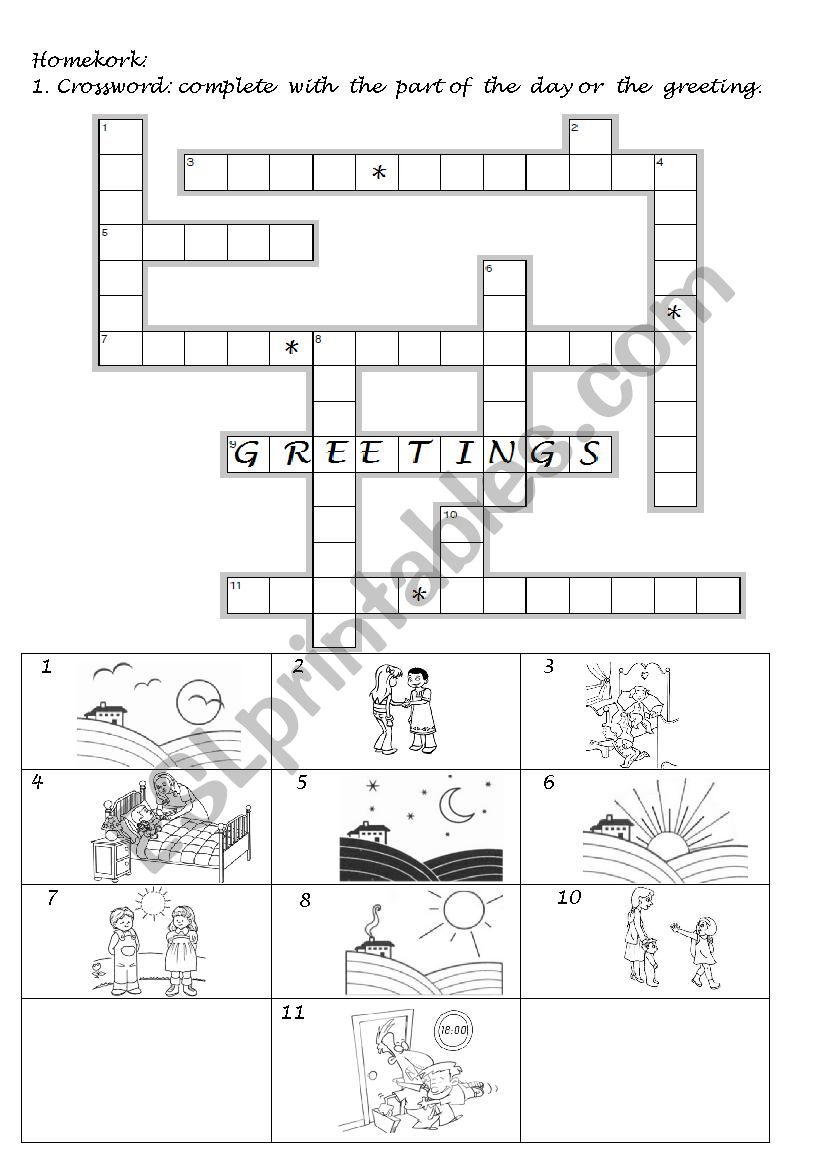 0. Greetings and parts of the day - Crossword