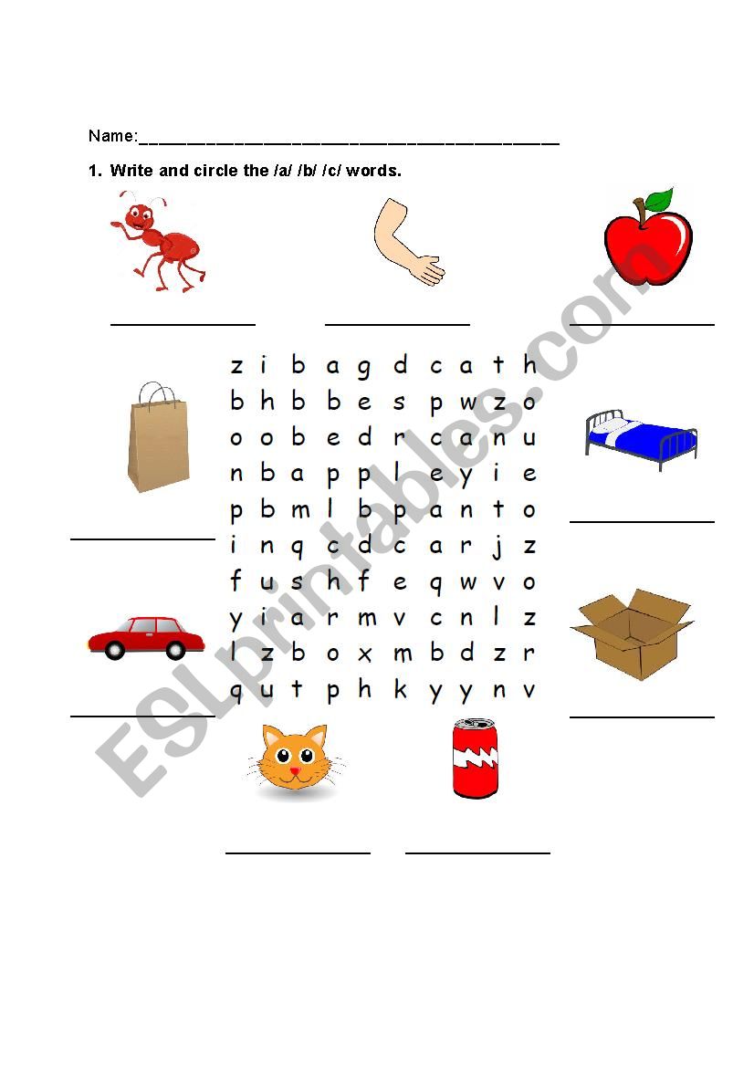 a b c sounds worksheet