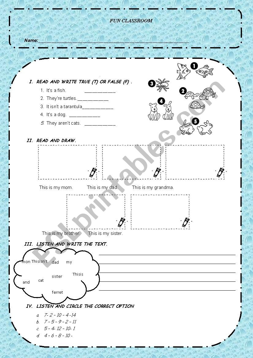 fun corner worksheet