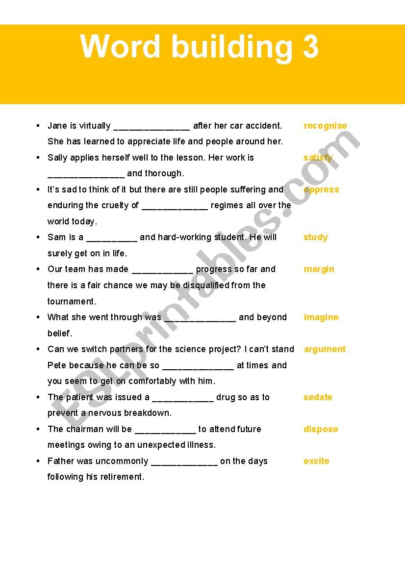 word building 3 worksheet
