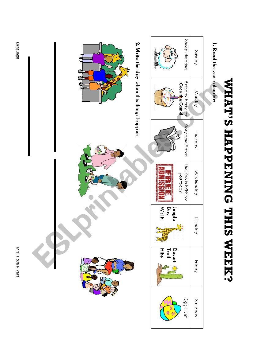 Days of the week worksheet