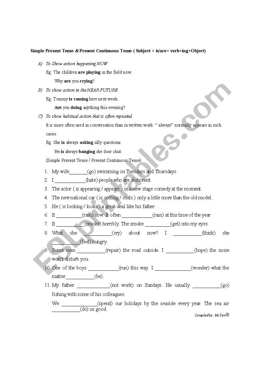 Simple Present & Present Continuous Tense