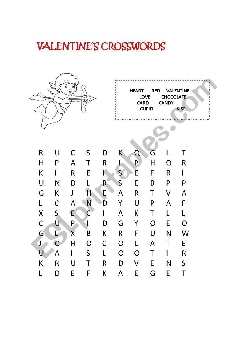 Valentines Crosswords worksheet