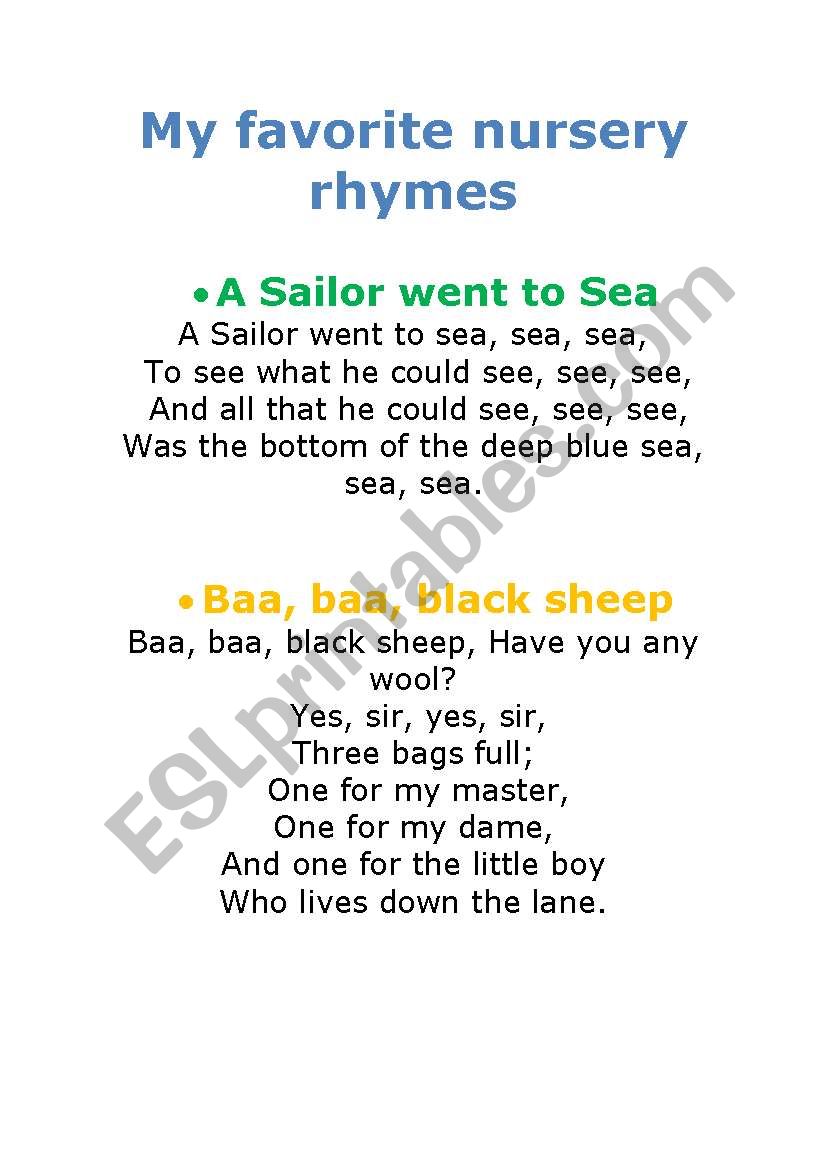 Rhymes for kids worksheet