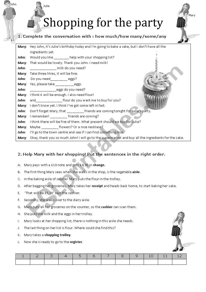 Worksheets shopping worksheet