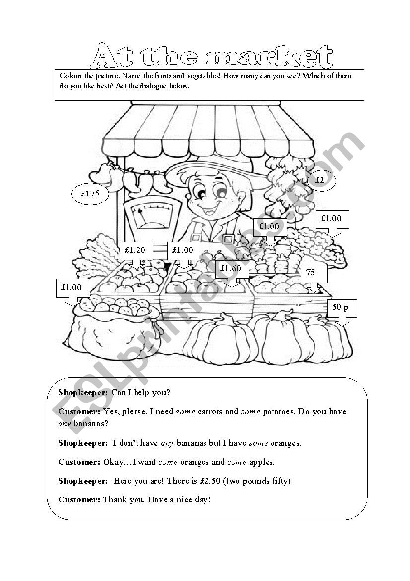 at the market worksheet