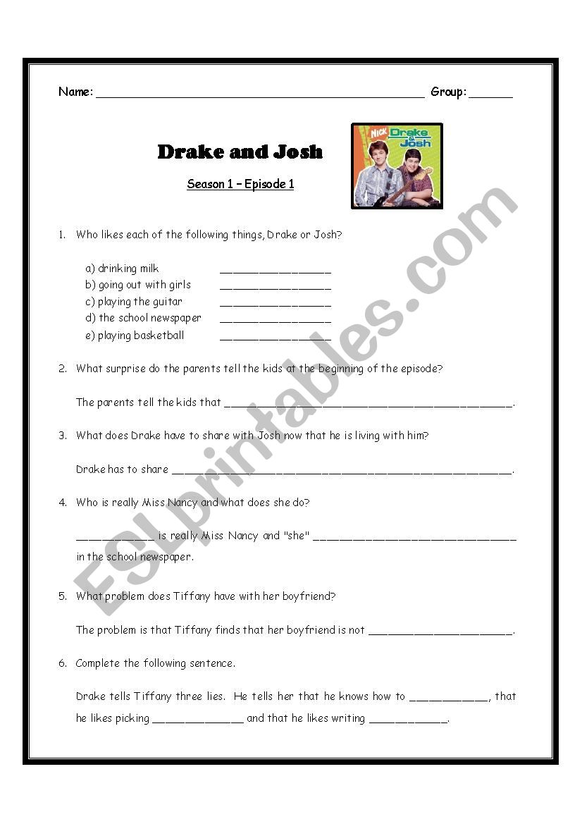 Drake and Josh - Comprehension questions