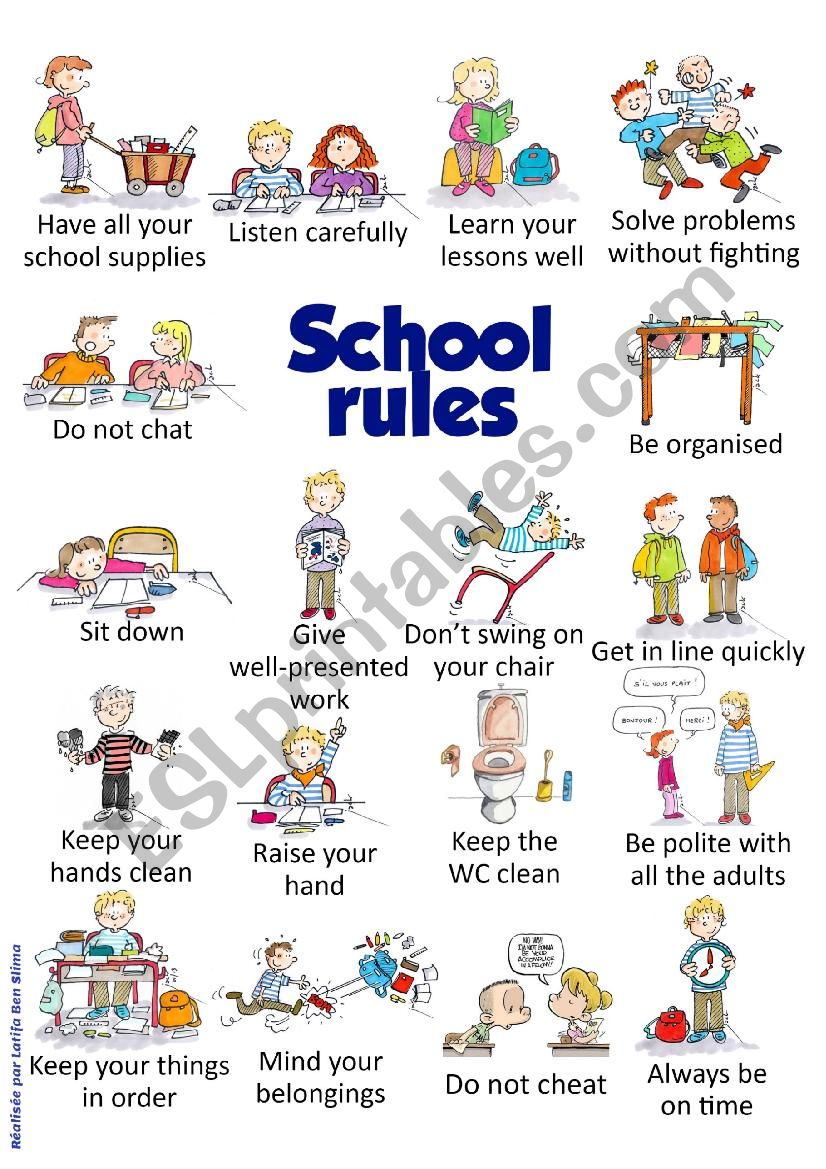 school Rules worksheet