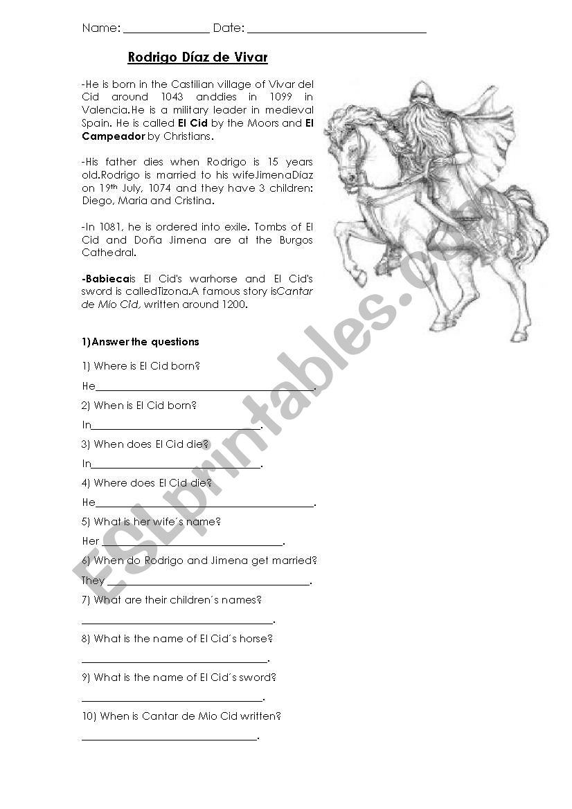 El Cid worksheet