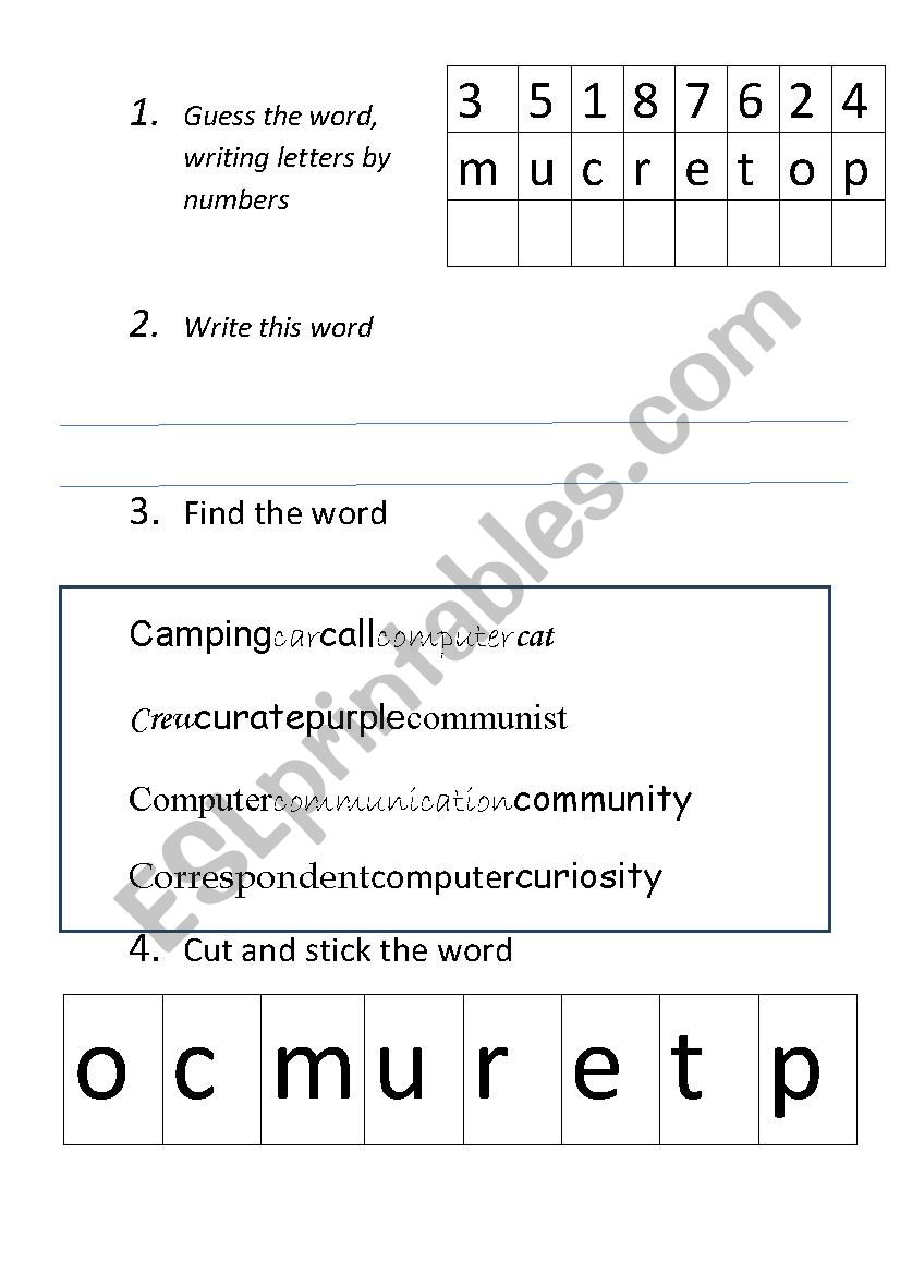 Memory games for the word 