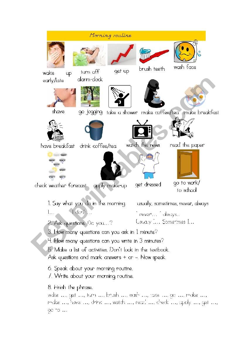 Morning routine  worksheet