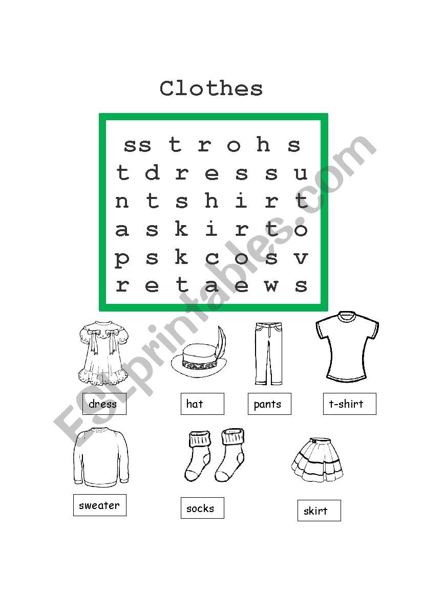 Clothes Word Soup - Esl Worksheet By Solesca 686