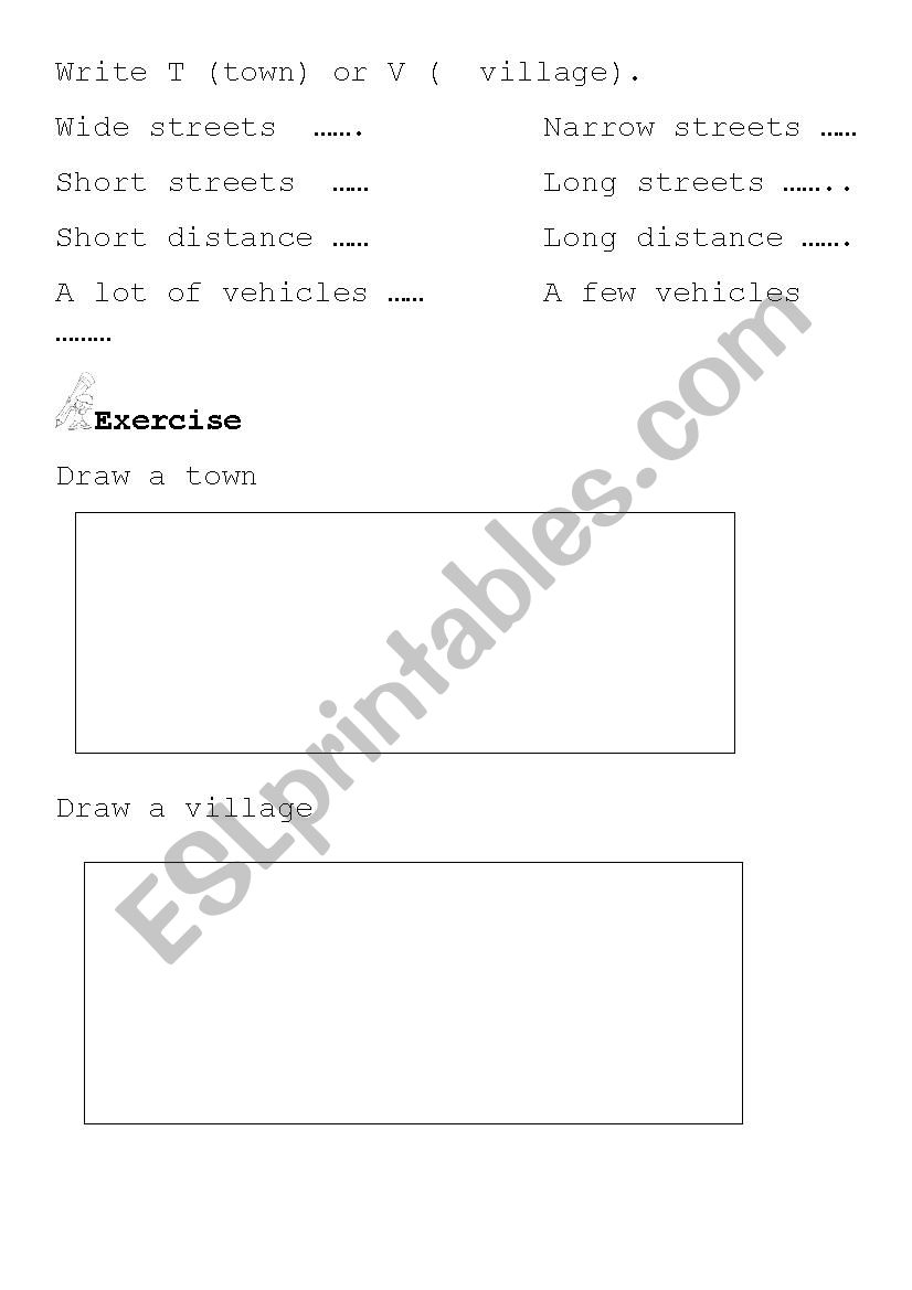 town or village exercises worksheet