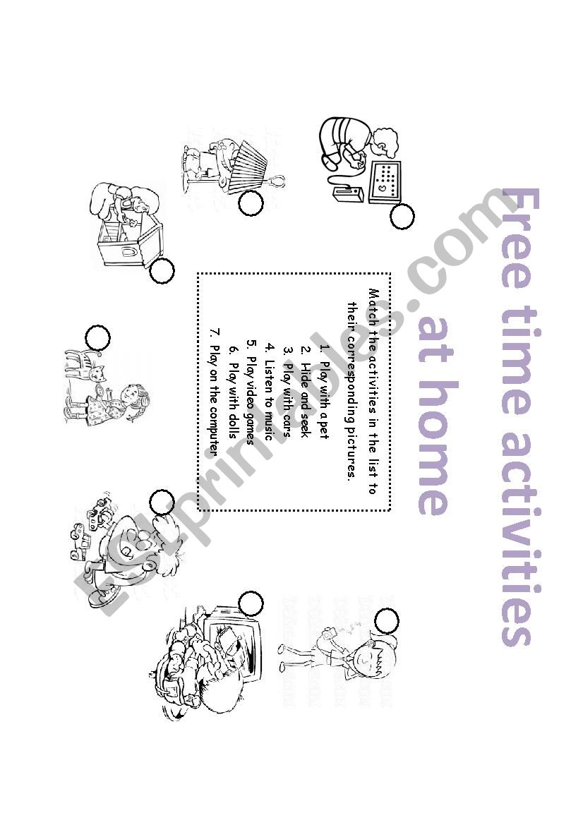 Free time activities at home worksheet