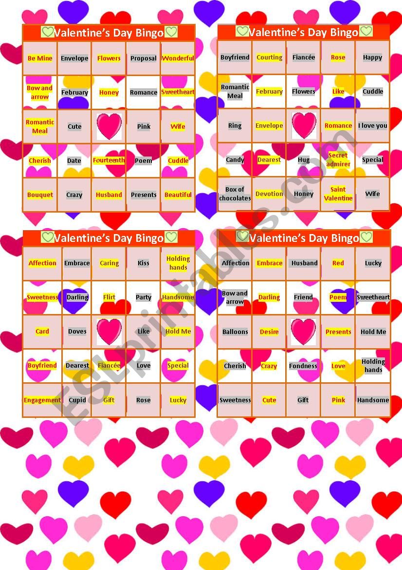 Valentines Day Bingo worksheet