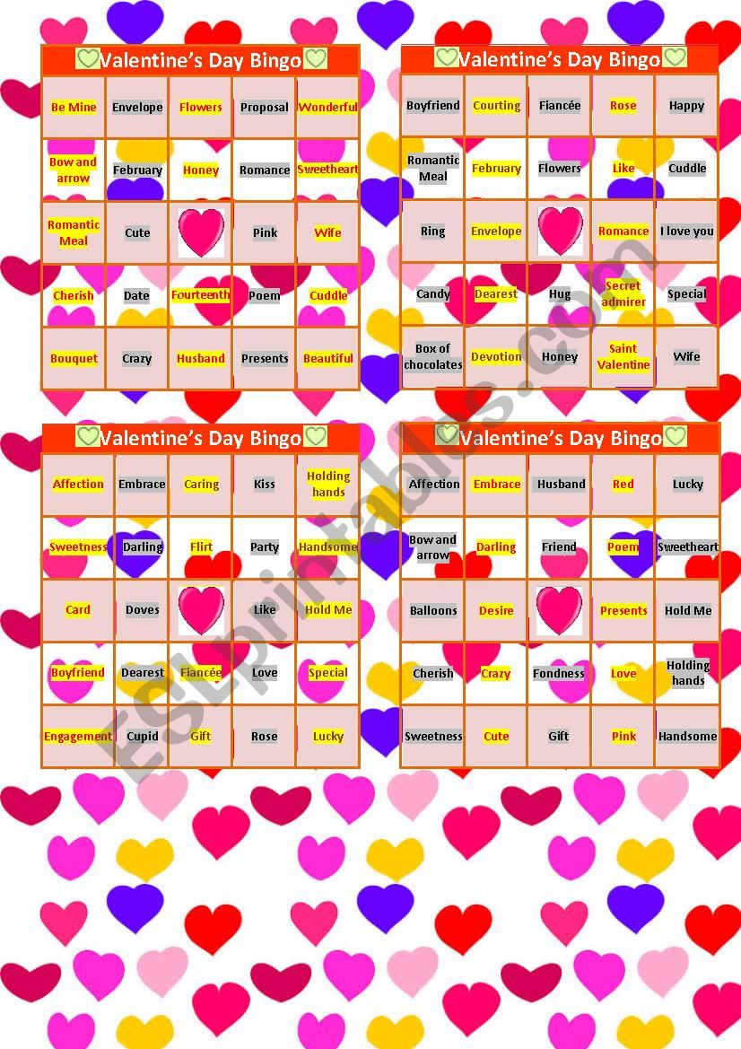 Valentines Day Bingo worksheet