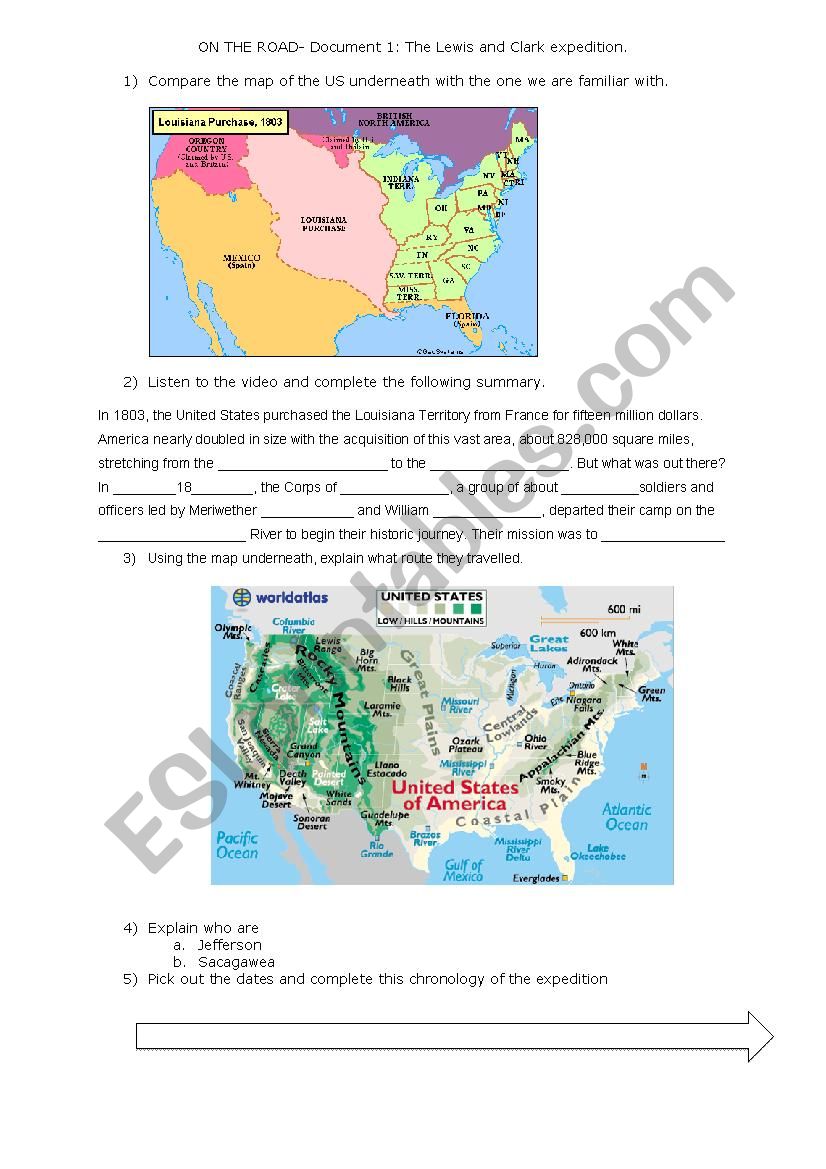 Lewis and Clark Expedition worksheet