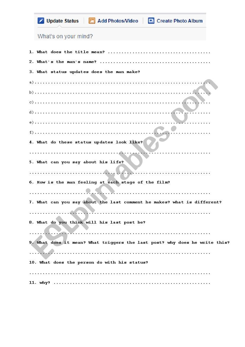 whats on your mind ? worksheet