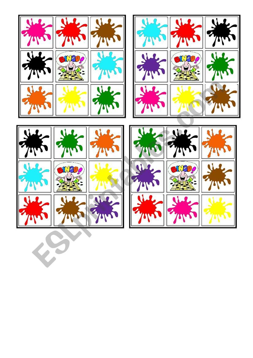 bingo colours worksheet